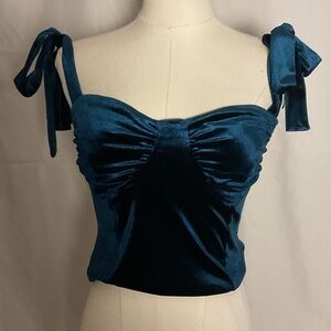 Bacio teal soft velour corset top size M
